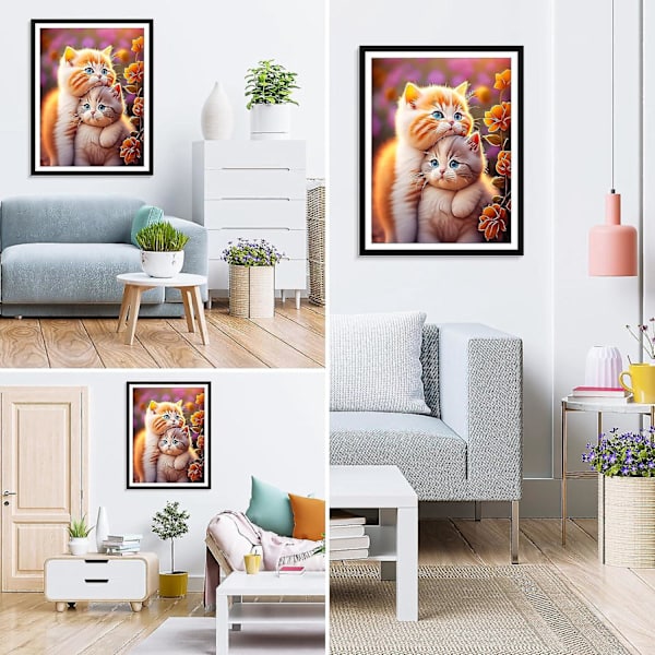 Diamond Painting Kit - Kaksi pentua | DIY Full Round Drill Art Set aikuisille ja lapsille | Kodin seinäkoristelu | 30*40cm