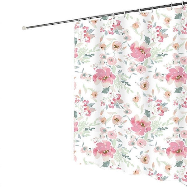 180 x 200 cm Hurtigtørrende Bruseforhæng med 12 Kroge, Vandtæt Bruseforhæng i Polyesterstof, Maskinvaskbart, Badeværelsesforhæng