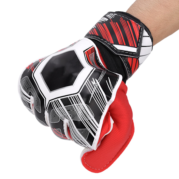 Latex nylon PU fingerbeskyttelse fodboldmålmandshandsker til voksne børn (rød 9#)