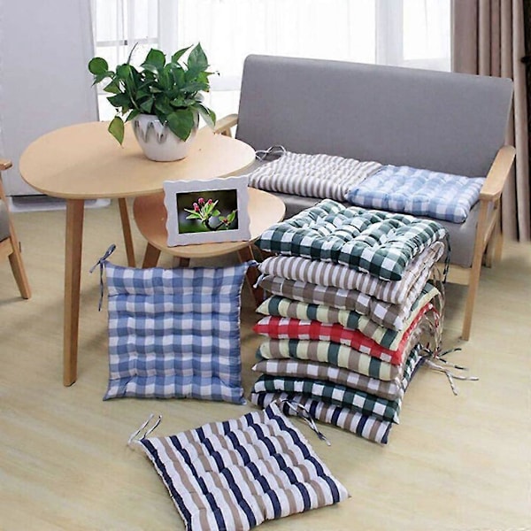 Stripes Klassisk Stolpute med Bånd Sittepute 40x40cm Utendørs Dekorativ Pute Hagepute (Grønn)