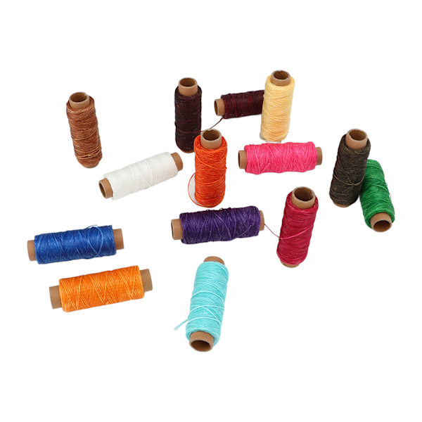 150D vokset tråd 15 farger 55yd bærbar vokset snor vokset snor for DIY skinnhåndverk skinnsøm