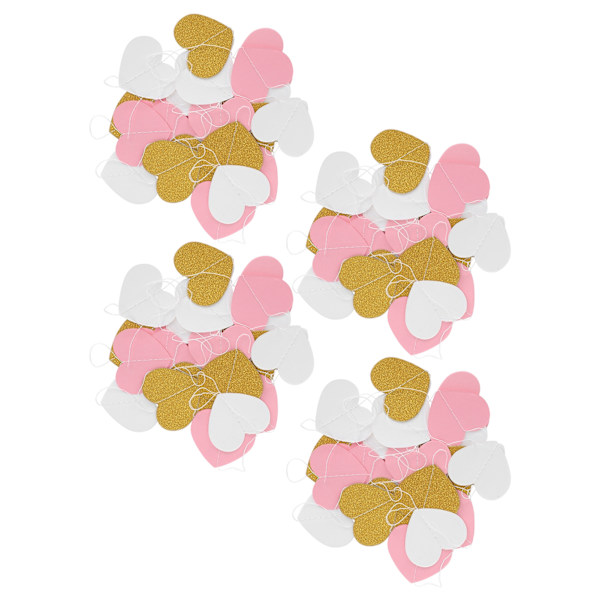 4 stk. Papir Garland Hængende Dekoration Garland til Jubilæum Bryllup Valentinsdag (Hjerte 7,8 cm 3,1 tommer)