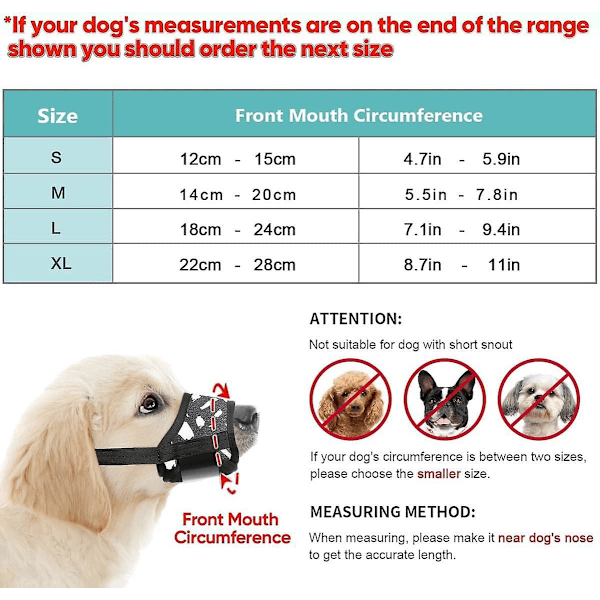 Myk stofftrykk hundemunnbind - Pustende og justerbar luftnettløkkemønster munnbind for små, mellomstore og store kjæledyr