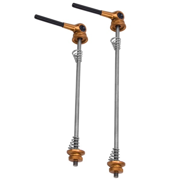 Ett par 6061 aluminiumlegering TC4T titanlegering cykel snabbkopplingsspak Framre bakhjulsspettset Gyllene