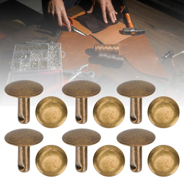 200 set dubbla locknit rund nitar spik järn jeans knapp läder skor väskor kläder 10x10mm brons