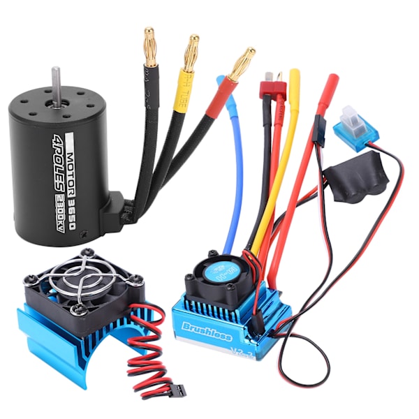 3650 2300KV Vattentät 4-polig Borstlös Motor 45A ESC Kylsänka Combo Set för 1/10 RC Bil