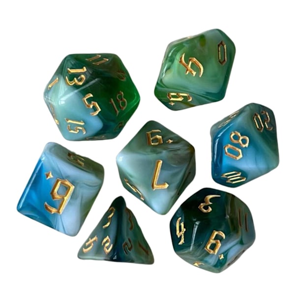 7 x Maalatut Monitahokkaat Nopat Perhepelit DND RPG MTG Korttipeleihin Perheille B