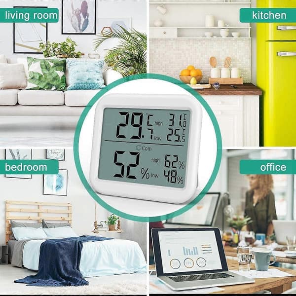 Digital termohygrometer, stor LCD-skærm, termohygrometer med min/max-registrering, tænd/sluk, komfort