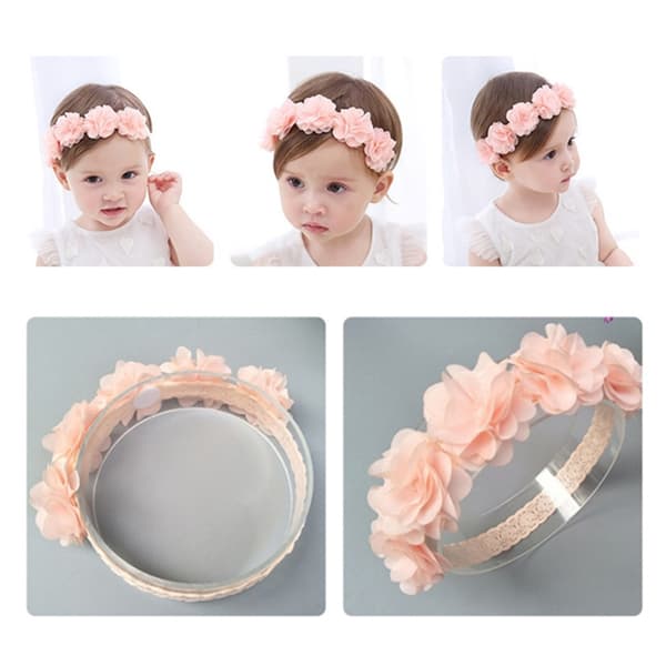 3 st Baby Flick Hårband Elastiska Hårband Hårrosett Tillbehör för Nyfödda Spädbarn Flickor