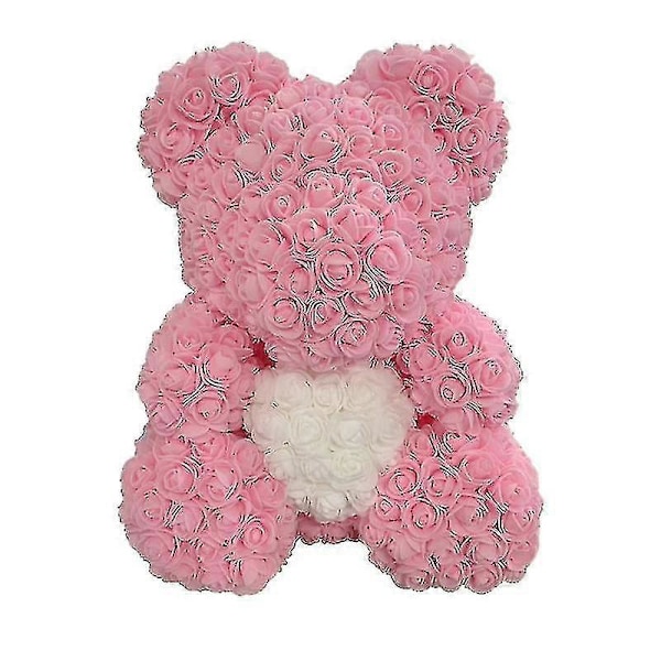 Dropshipping 40cm Rosebjørn Hjerte Kunstig Blomst Rose Teddybjørn For Kvinner Valentinsdag Bryllup Bursdag Julegave Rosa Panda 40CM