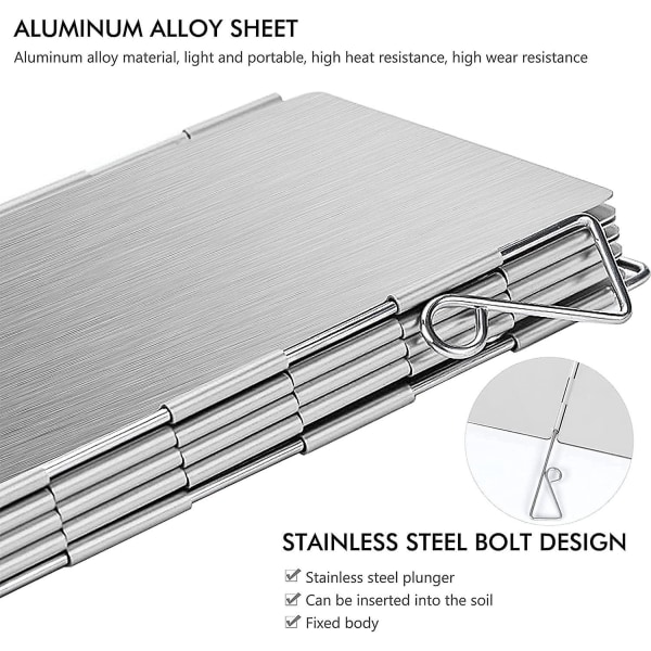 Bærbar sammenleggbar frontrute i aluminium for campingovner og piknikgassovner med 10 tallerkener