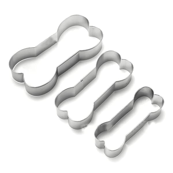 3 delar kakformar i rostfritt stål, hundbensformade kakformar, DIY bakverktyg