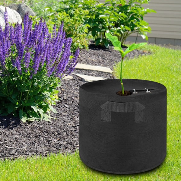 Tyk plantepose i non-woven stof til plantning af grøntsager i haven eller hjemmet (sort, 10 gallon (40Dx30H))