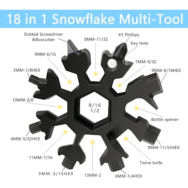 Snöflinga Multiverktyg - Rostfritt Stål, 8-i-1 Bärbar Utrustning för Camping (4-pack)