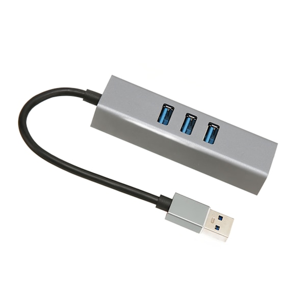 4-portars USB3.0-hubb Multiport Plug and Play 5 Gbps höghastighets USB3.0 till RJ45-nätverksadapter USB-dockningsstation Silvergrå