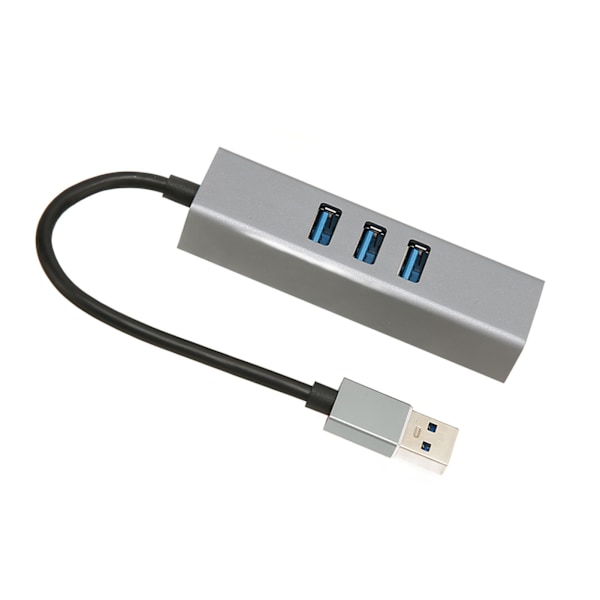 4-porttinen USB3.0-keskitin, moniporttinen Plug and Play, 5 Gbps:n huippunopeudella toimiva USB3.0-RJ45-verkkoadapteri, USB-telakka, hopeanharmaa