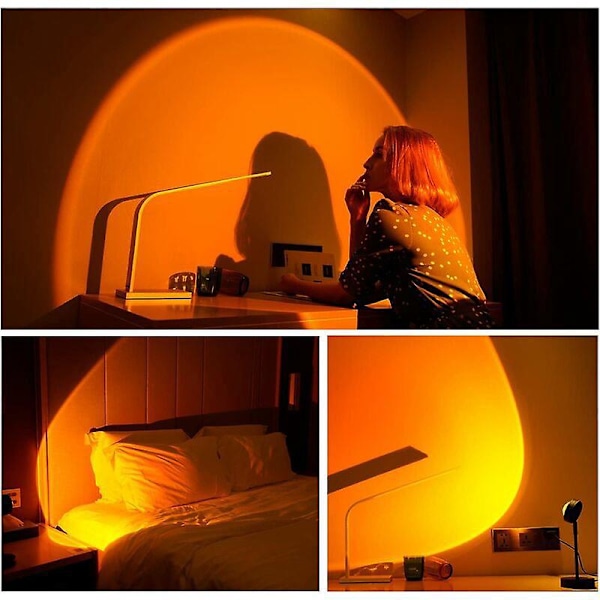 Auringonlaskulamppu, 180° kääntyvä auringonlaskun projisointilamppu, modernit LED-projektorivalot, USB-yövalo auringonlaskun projisointilamppu, sopii seinätaustaan