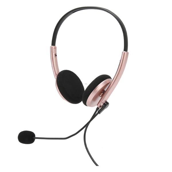 Kundesenter Headset Multifunksjonell Stilig Støyreduserende HD Samtale Hørselvern Telefon Headset Rose Gull Dobbel 3.5mm