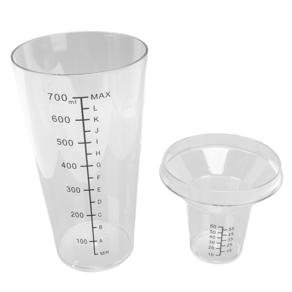 Cocktail Shaker Set - Gjennomsiktig skala - Standard kapasitet - Forhindrer søl - Transparent shaker for bar - Bartender - 700 ml