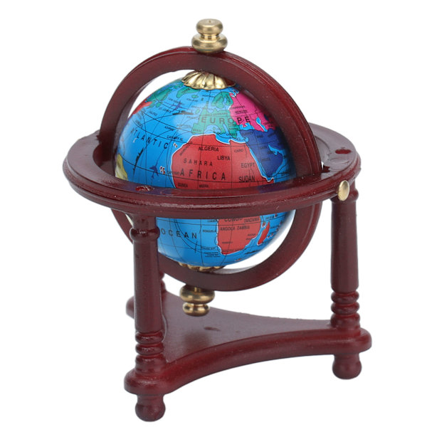 Dockhus Globe Modell Pedagogisk Simulering 1:12 Miniatyr Världsklot Tillbehör med Stativ