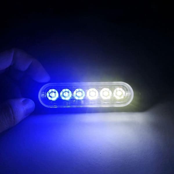 2 LED Strobelys 12-24V Nødadvarselsblinklys Advarselslysbjælke til Bil - Hvid og Blå