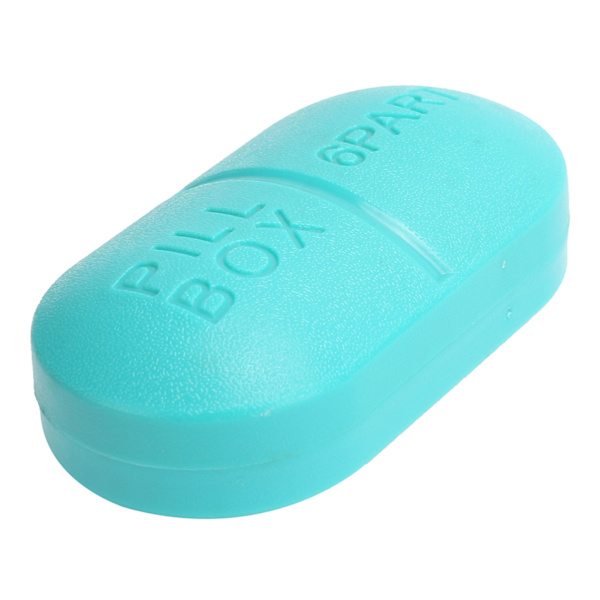 6-rutnät Mini pillerfodral Bärbar medicinlåda Resepillerhållare Organizer 6-rutnät Blå