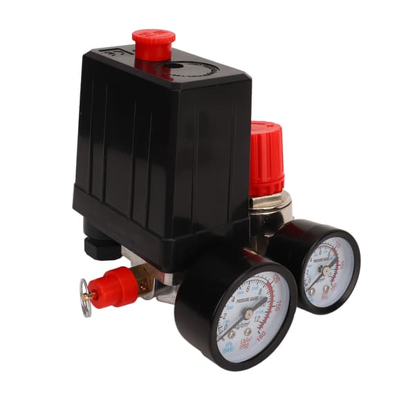 Luftkompressor trykkbryter 4-veis automatisk kontrollventilkontroller 0-180PSI med måler
