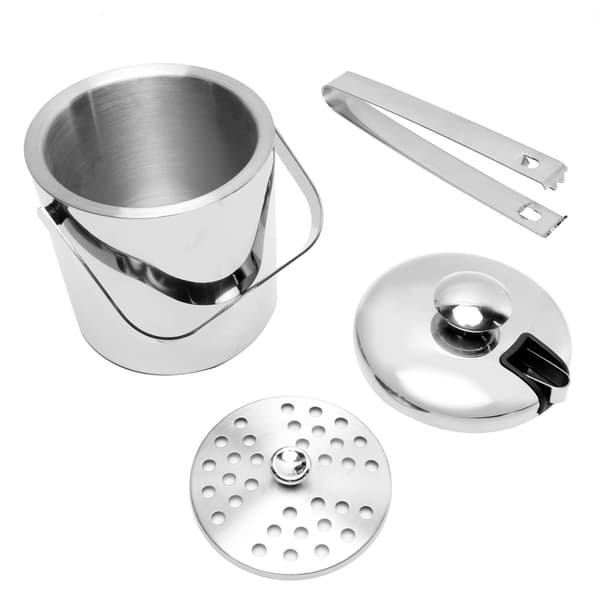 1300 ml isbøttebeholder med lokk, sil, istang, 304 rustfritt stål for hjemmebar