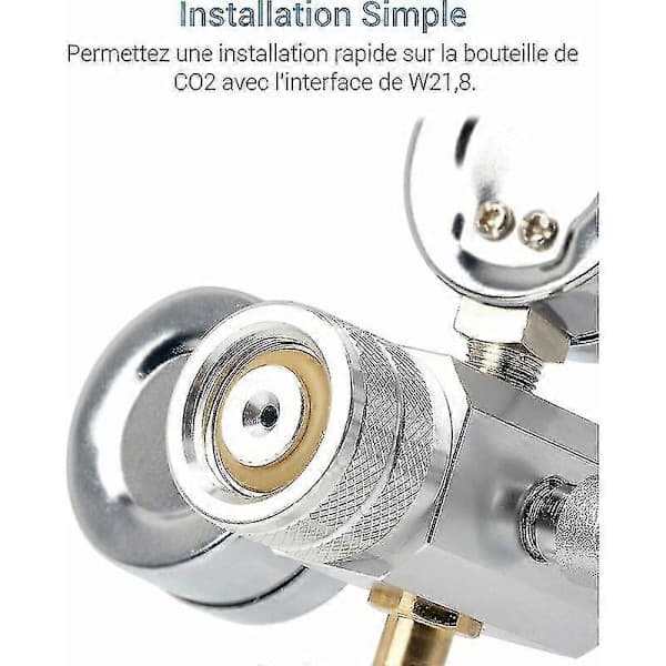 Akvarium CO2-regulator med 12V-adapter, trykreduktion til akvarium, dobbelte trykmålere inklusive bobletæller og kontraventil, W21.8-grænseflade