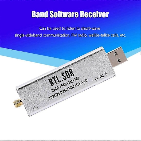 RTL SDR Modtager V3 RTL2832U 0.1MHz-1.7GHz TCXO SMA Modtager med Antenne