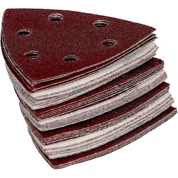 120 Trekantede Slibepapirer til Delta Sliber - 90 x 90mm - 6 Huller - Korn 40/60/80/120/180/240 (20 af Hver) - Sandpapir