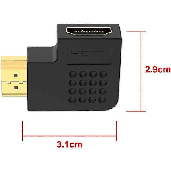 Pakke HDMI Vinklet HDMI Kobling 90 og 270 Grader Hann til Hunn Vertikal Flat Adapter