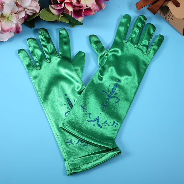 2 par färgvärmande barnhandskar scenframträdande vinterskidåkning rollspel accessoarer gröna