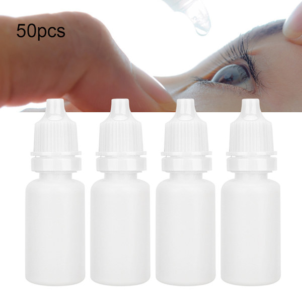 50 st 10ml Plast tomma klämbara flaskor Ögonvätskedroppbehållare DropperVit