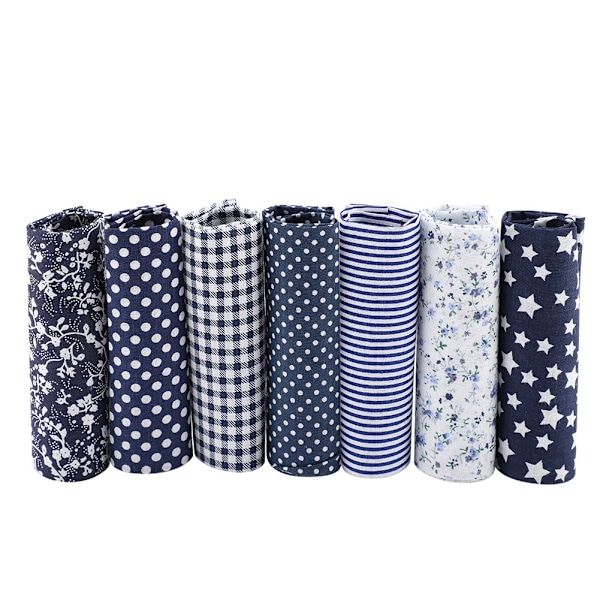 7 st 25*25 cm bomullstyg DIY blandade rutor förskurna sängkläder kit kvarter bunt mörkblå