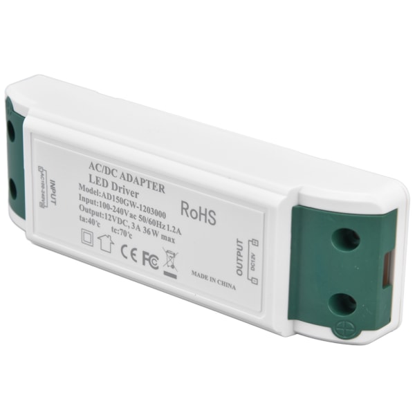 LED Power Driver 12V DC 36W 3A Constant Current Voltage Adapter LED Driver 100-240V