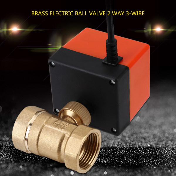 AC 220V messing elektrisk motoriseret kugleventil 2-vejs 3-leder 1,6Mpa gevind DN25