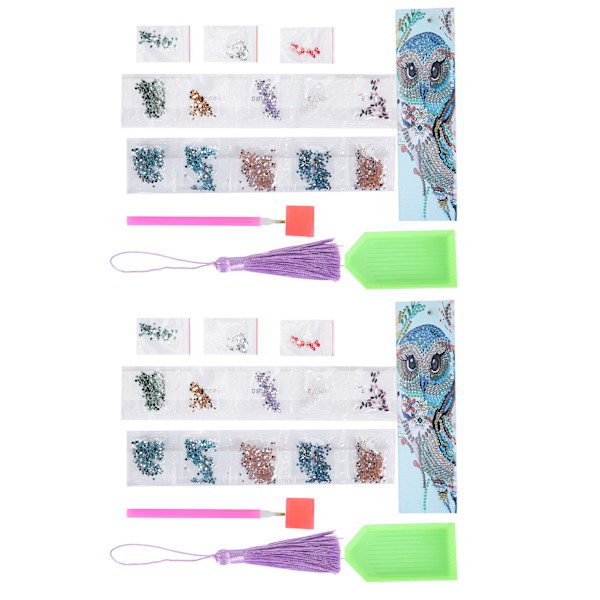 2 sarjan timanttikirjanmerkit Kristalli 5D DIY-maalaus Hieno muoto Pyöreä Ripustus Käsityö Pöllökuvio