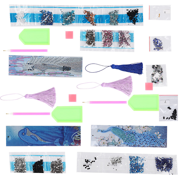 3 stk. DIY diamantmaleri bogmærker med kvast til voksne skinnende diamanter kunst kits