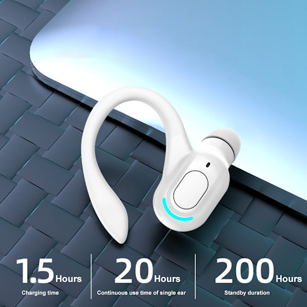 Yksikorvainen Bluetooth-kuuloke Puhdas valkoinen Stereo HD-ääni Langaton Mono-kuuloke Urheilujuoksuharjoitteluun