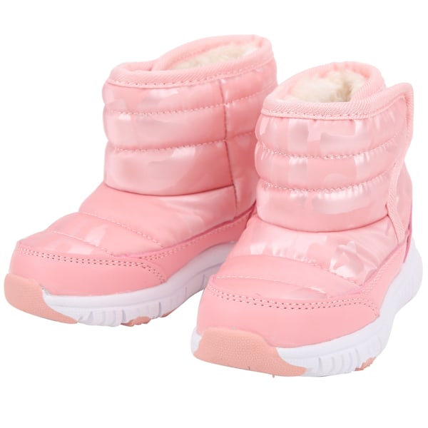 Kids Winter Shoes Fashionable Waterproof Non Slip Keep Warm Snow Boots for Boys GirlsPink 22