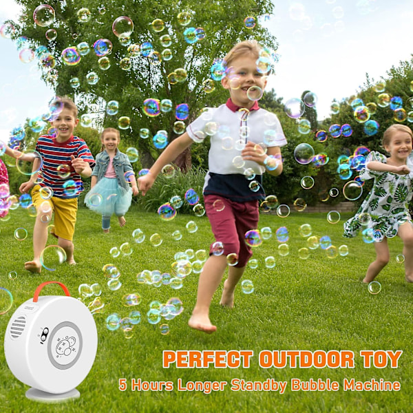 Bärbar Uppladdningsbar Elektrisk Bubbelmaskin för Barn - Automatisk Rotation 90/360, Småbarnsvänlig Bubbelblåsare