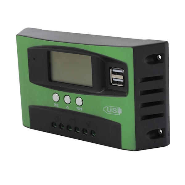 MPPT solpanelregulator med dubbla USB-portar LCD-display Billaddare solcellsregulator 12V 24V 60A