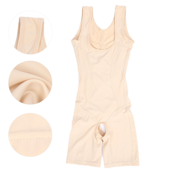 Åben skridt kropsformning shapewear slankende numse løfter talje træner mave kontrol kvinder bodystocking (Khaki)L