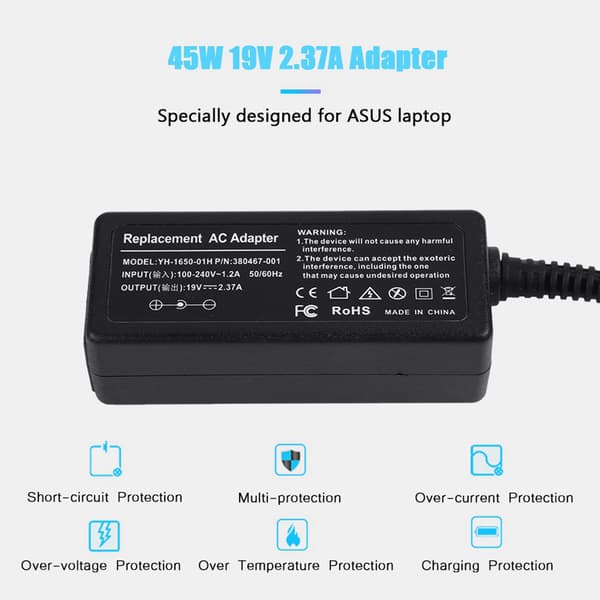 Strømadapter for ASUS 45W 19V 2.37A 4.0*1.35mm Bærbar PC-lader 100-240V