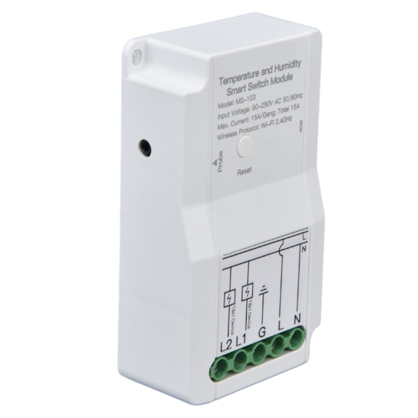 WiFi-temperatur- og fuktighetsbrytermodul med dobbel reléutgang med temperatursensor 90-250V for TUYA Smart App