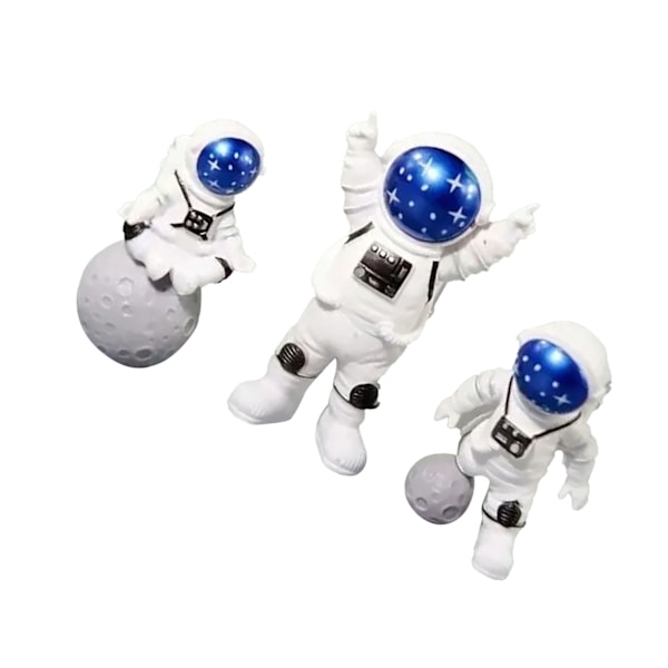 3 kappaleen astronauttihahmot söpö pohjoismainen tyyli PVC avaruusmies työpöydän koriste kakkukoristeluun lastenhuone makuuhuone kirjahylly