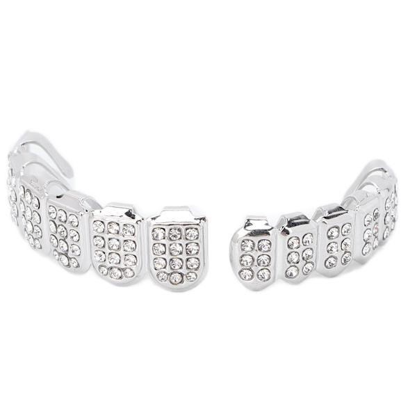 Trendigt guldpläterat hiphop-tandsmyckesset i legering - unisex - accessoarer för rappare - silver