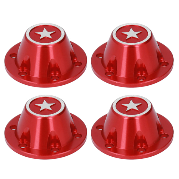 4Pcs Universal Tire Lock Cover Dust Proof Portable Remote Control Hex Wheel Nut Cover for AXAIL SCX6 1/6 RC Car Red