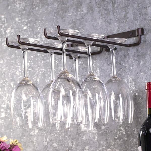 Hengende Metal Vinkopp Stativ Bar Dobbel Stemware Glassflaske Goblet Inverted Holder